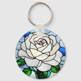 Chaveiro Vitraça com Rosa Branca