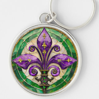 Chaveiro Vitral Mardi Gras Fleur de lis