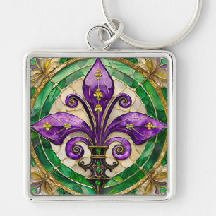 Chaveiro Vitral Mardi Gras Fleur de lis