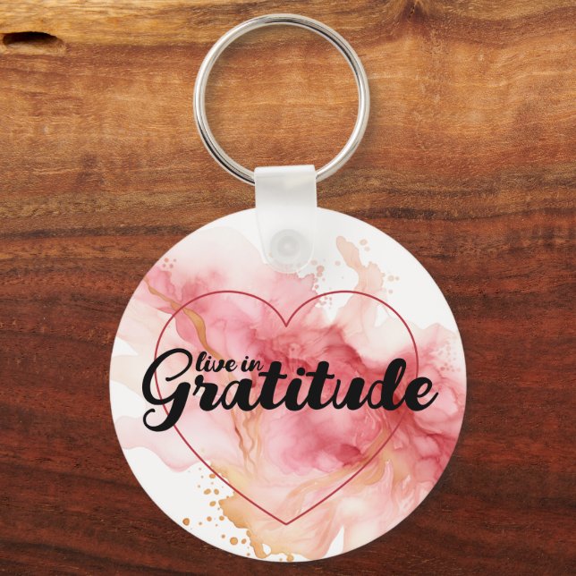 Chaveiro Viva com Gratidão Tinta Rosa (Verso)