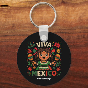 Chaveiro Viva México: Mulher mexicana no Dia da Independênc