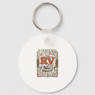 Chaveiro Vivendo o Sonho do RV Design de Camisa de Camping