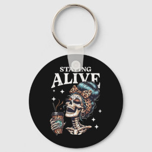 Chaveiro Vivo Skeleton Halloween Leopard Messy Bun Mulheres