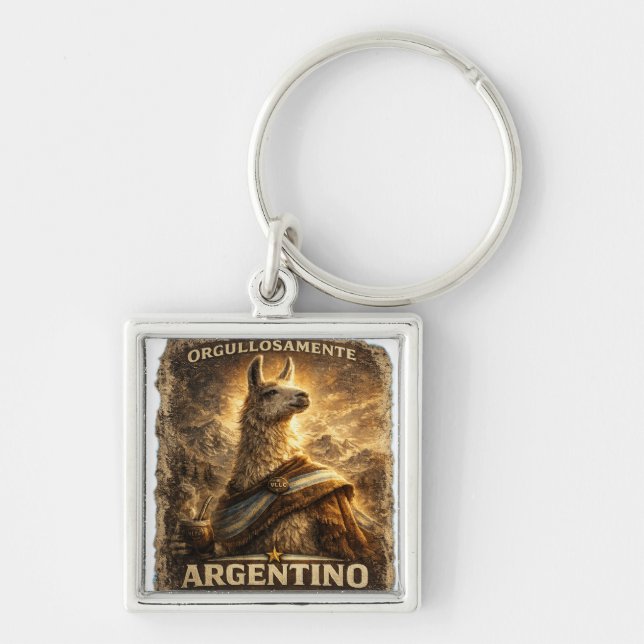 Chaveiro VLLC Orgullosamente Argentino Llama Mate Patriotic (Frente)