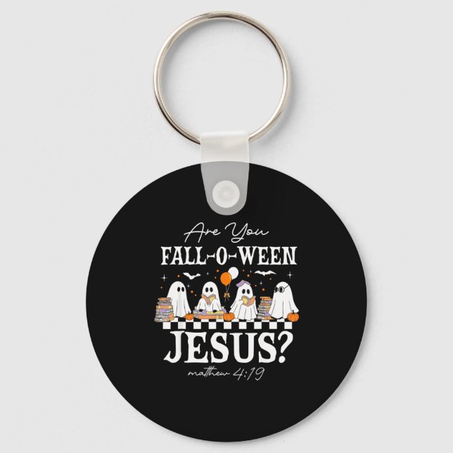 Chaveiro Você é Fall-o-ween Jesus Mateus 4_19 Halloween C (Frente)
