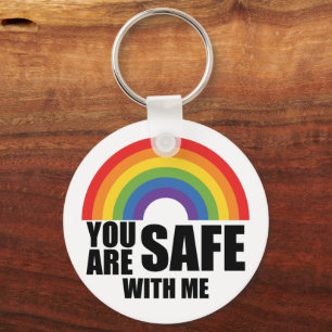 Chaveiro Você Está Seguro Comigo Orgulho Arco-Íris LGBTQ 