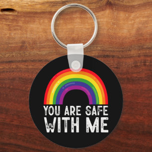 Chaveiro Você Está Seguro Comigo Orgulho LGBTQ Mês Arco-Íri