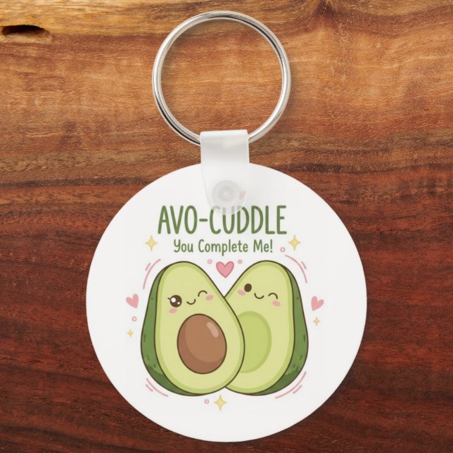 Chaveiro Você Me Completa Casal Abacate Kawaii Fofo (Frente)
