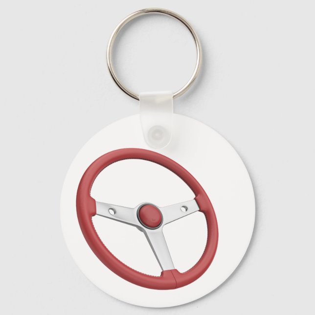 Chaveiro Volante de couro vermelho vintage (Frente)