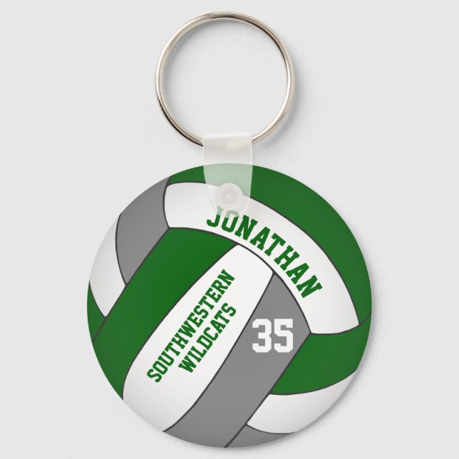 Chaveiro vôlei personalizada da cinza verde para rapazes (Frente)