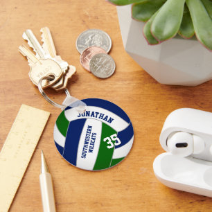 Chaveiro vôlei verde-azul personalizada sobre presentes esp