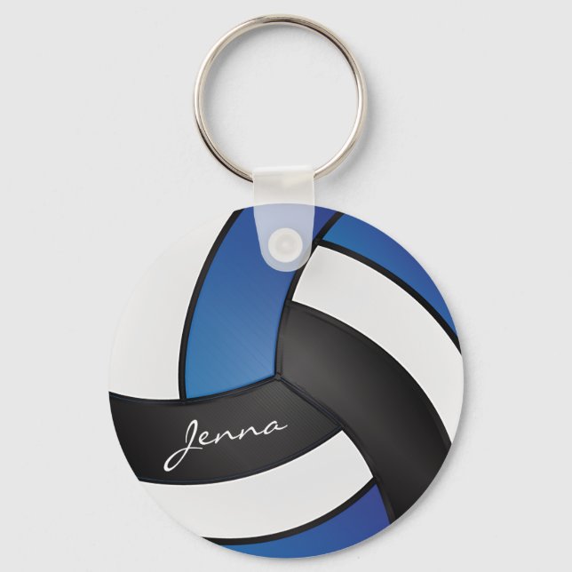 Chaveiro Voleibol Azul, Branco e Negro (Frente)