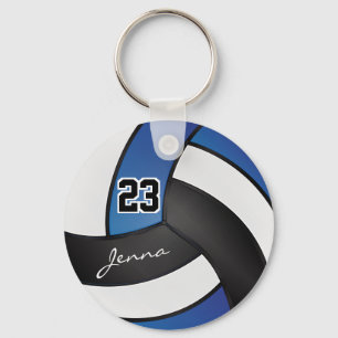 Chaveiro Voleibol Azul, Branco e Negro - Personalizar