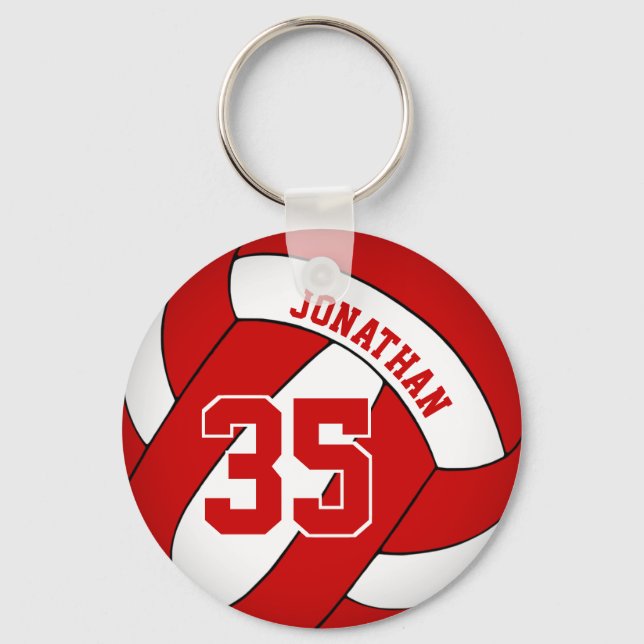 Chaveiro voleibol branco vermelho personalizado para rapaze (Frente)