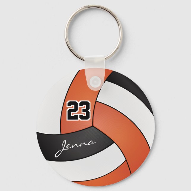 Chaveiro Voleibol Laranja, Branco e Negro - Personalizar (Frente)