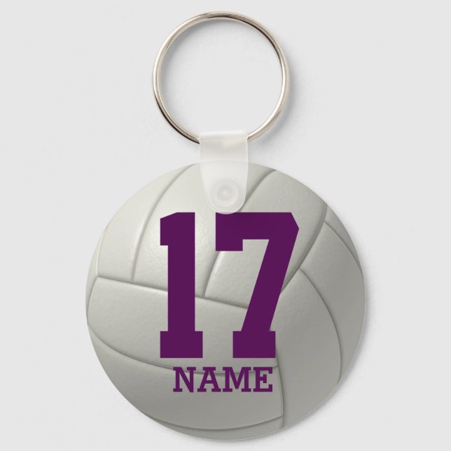 Chaveiro Voleibol Personalizado (nome e número roxo) (Frente)