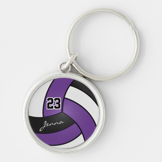 Chaveiro Voleibol Roxo, Branco e Negro - Personalizar (Frente)