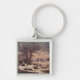 Chaveiro Vordingborg no Inverno por J.C. Dahl Fine Art