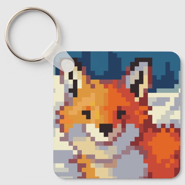 Chaveiro Vos, Fox, PIxel Art, pixelart sleutelhanger  (Frente)