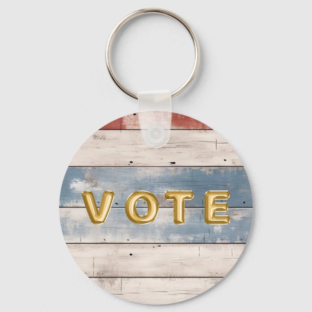 Chaveiro Vota na Tábua de Madeira Rústica Americana (Frente)