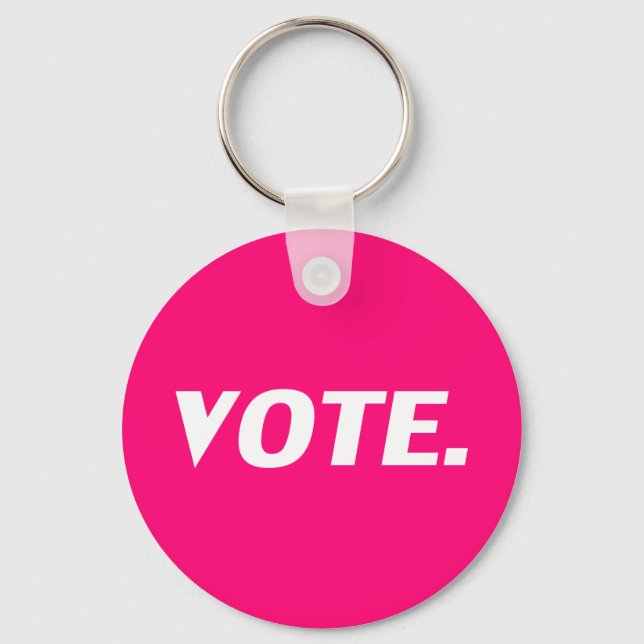 Chaveiro votação - branco, rosa quente, magenta, fuchsia (Frente)
