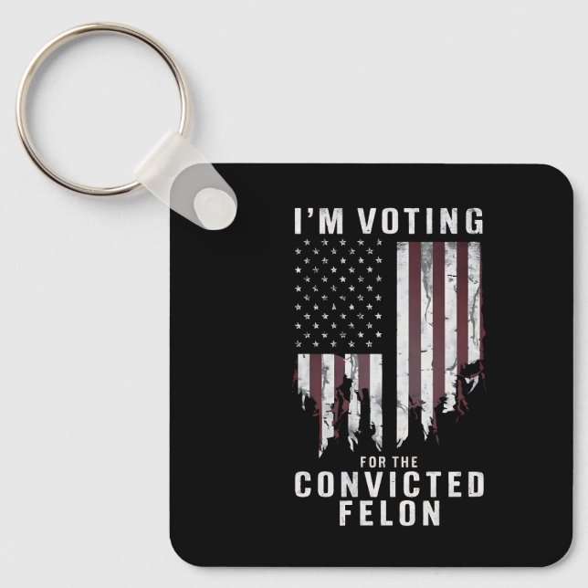 Chaveiro Voto a favor do condenado Felon Pro Trump 2024 (Frente)