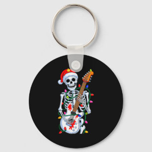 Chaveiro Vovô Noel Esqueleto Rocker de Natal Mão de Rock Na