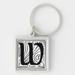 Chaveiro W Monogramm schwarz weiß Schlüsselanhänger
