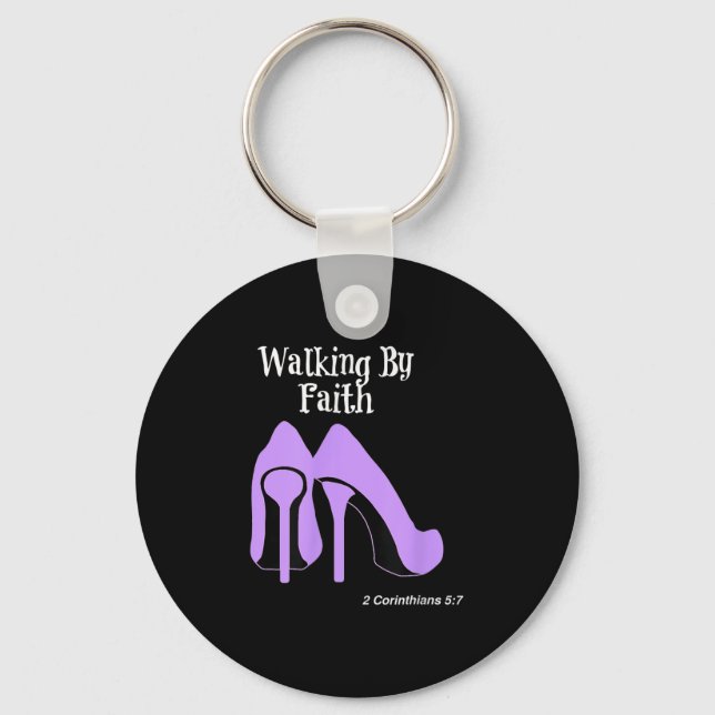 Chaveiro Walk By Faith Graphic Christian Design With Purple (Frente)