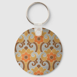 Chaveiro Wallpaper Floral do Orange Silver Vintage