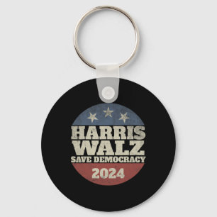 Chaveiro Waltz 2024 Save Democracy Shirt Retro Button Elect