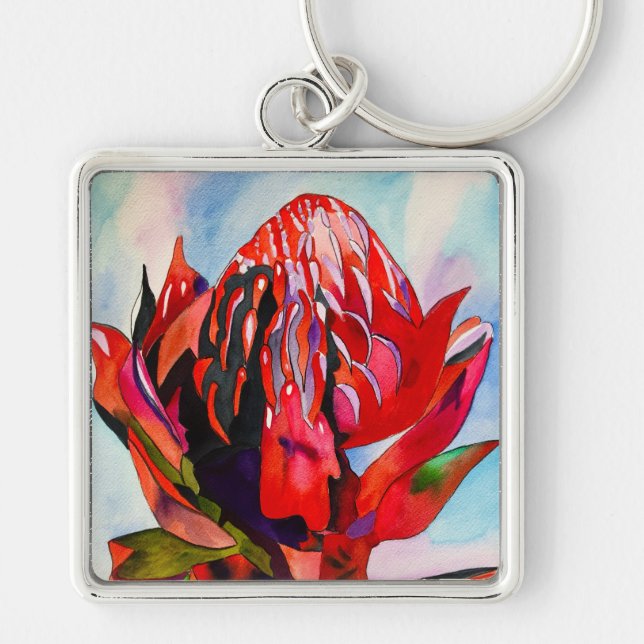 Chaveiro Waratah, cor-de-água natural da Austrália (Frente)