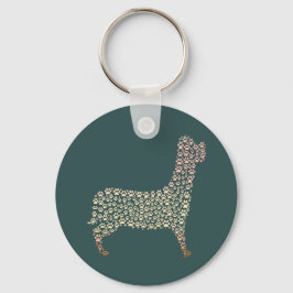 Chaveiro Warm Gold Gradient Paw Print Dog Silhouette Fabric