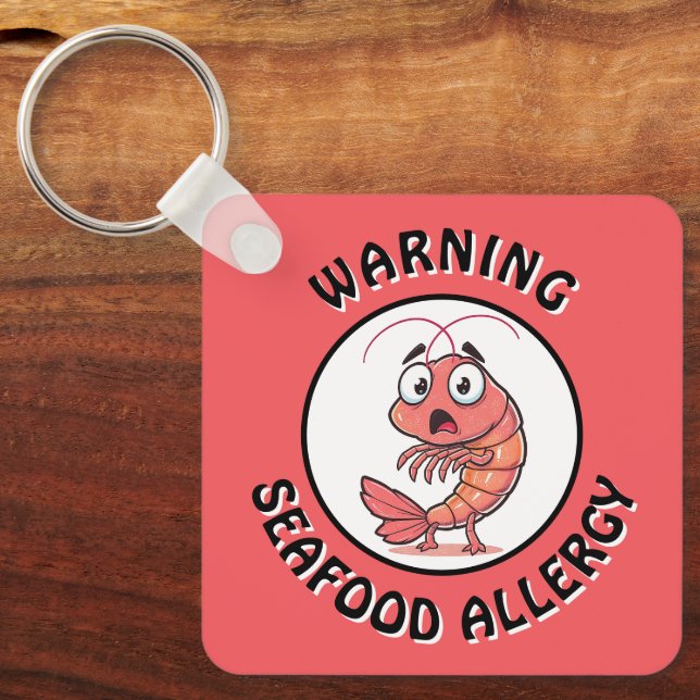 Chaveiro Warning Severe Seafood Allergy Alert Button (Frente)