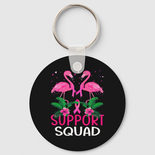 Chaveiro Warrior Support Squad Flamingo Breast Cancer Aware (Frente)