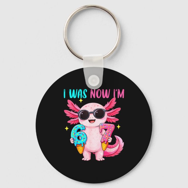 Chaveiro Was six seven axolotl ice cream drip 7th birthday (Frente)