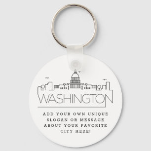 Chaveiro Washington DC Estilizou Skyline Slogan Personaliz