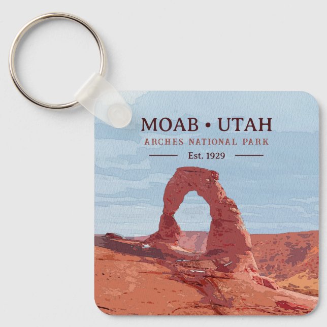 Chaveiro Watercolor Delicate Arch Moab Utah National Park (Frente)