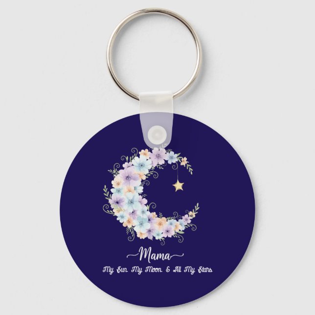 Chaveiro Watercolor Floral Moon Mama (Frente)