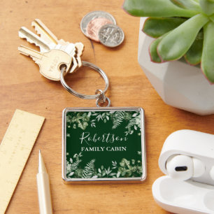 Chaveiro Watercolor Ivy Ferns Sage Family Cabine Verde