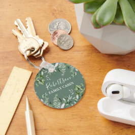 Chaveiro Watercolor Ivy Ferns Sage Green Family Cabine