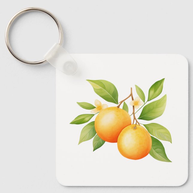 Chaveiro Watercolor Orange Flower (Frente)