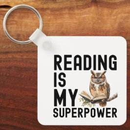Chaveiro Watercolor Owl Bookworm Lendo Dizendo