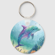 Watercolor painted dolphin