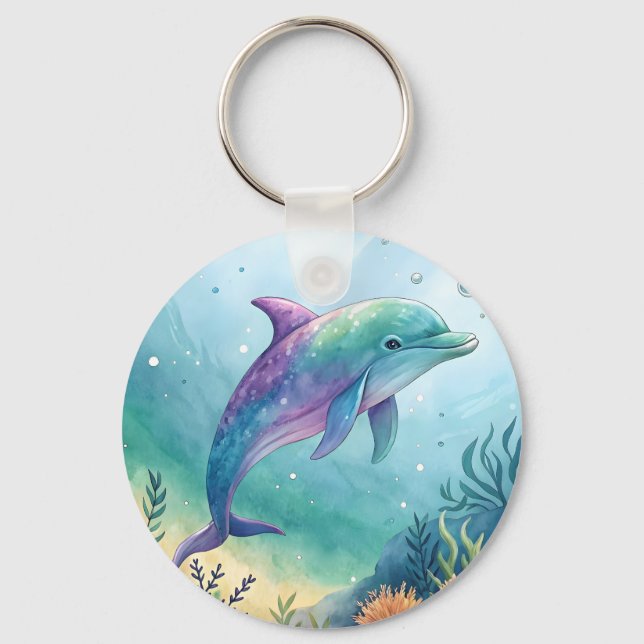 Chaveiro Watercolor painted dolphin (Frente)