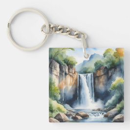 Chaveiro Watercolor painted waterfall
