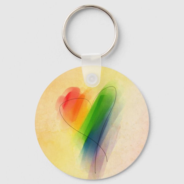 Chaveiro Watercolor Rainbow Heart (Frente)