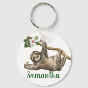 Chaveiro Watercolor Sloth Monographic name Gift