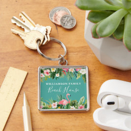 Chaveiro Watercolor Tropical Floral Name Beach House