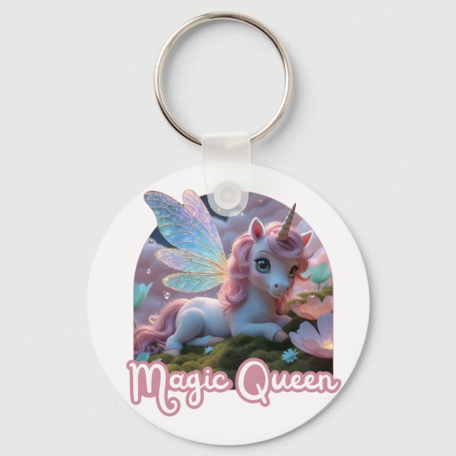 Chaveiro Weißes Einhorn mit Flügeln - Magic Queen (Frente)